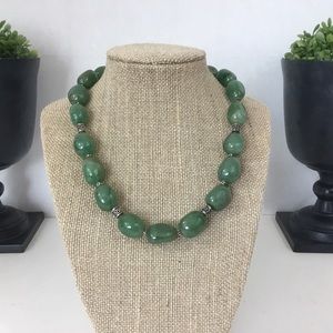 Green Colored Gem Stone Necklace 17 1/2” Long